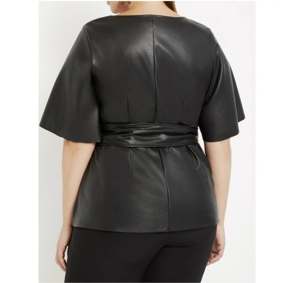 Eloquii black V-neck polyurethane blouse - Picture 3 of 8